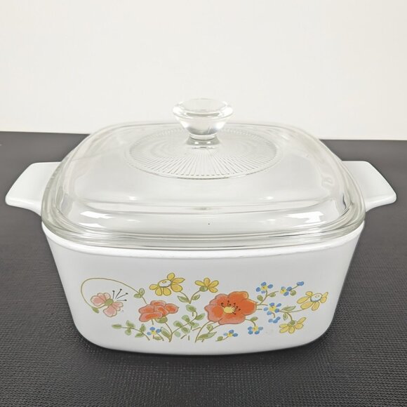 Vintage Corning Ware A-1 1/2-B Wild Flower Casserole Dish with Lid 1.5 Liter - Picture 3 of 7